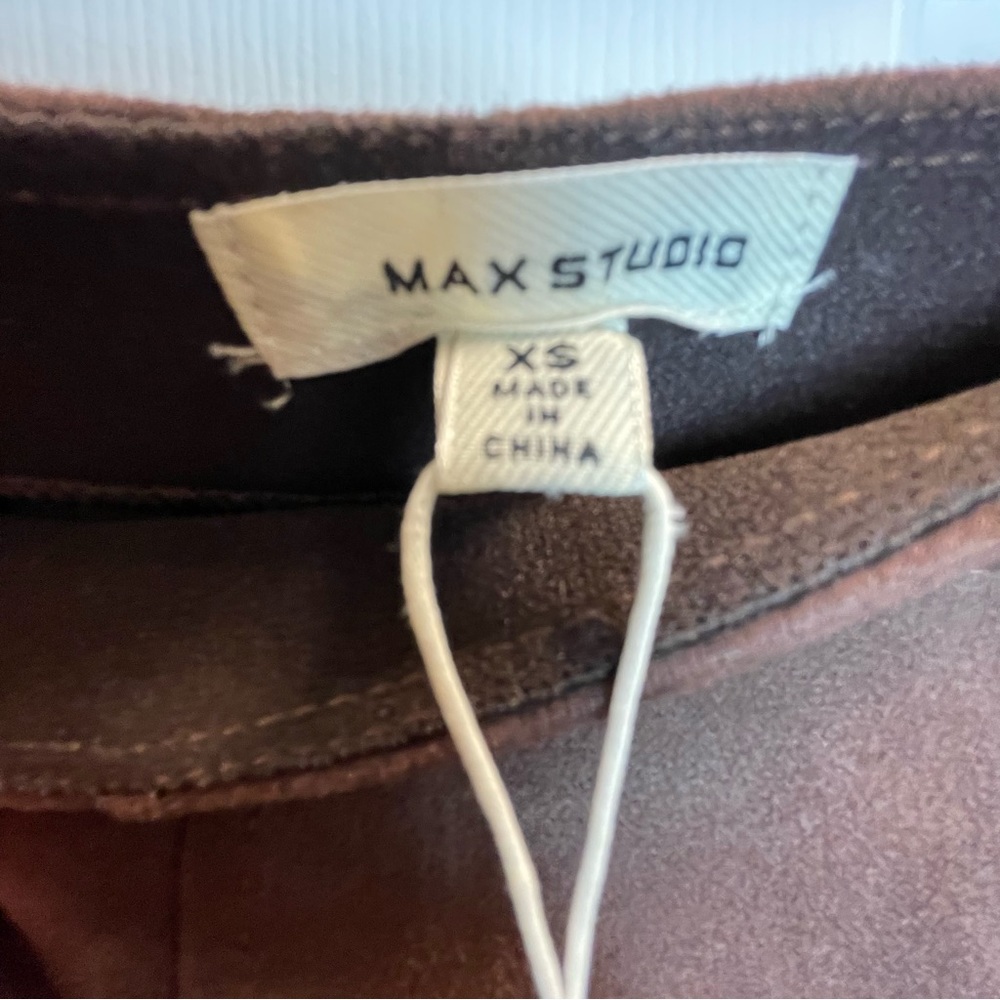 NWT! Max Studio Long Skirt Suede-like Finish Chocolate Brown Women’s Size XS - Picture 3 of 4